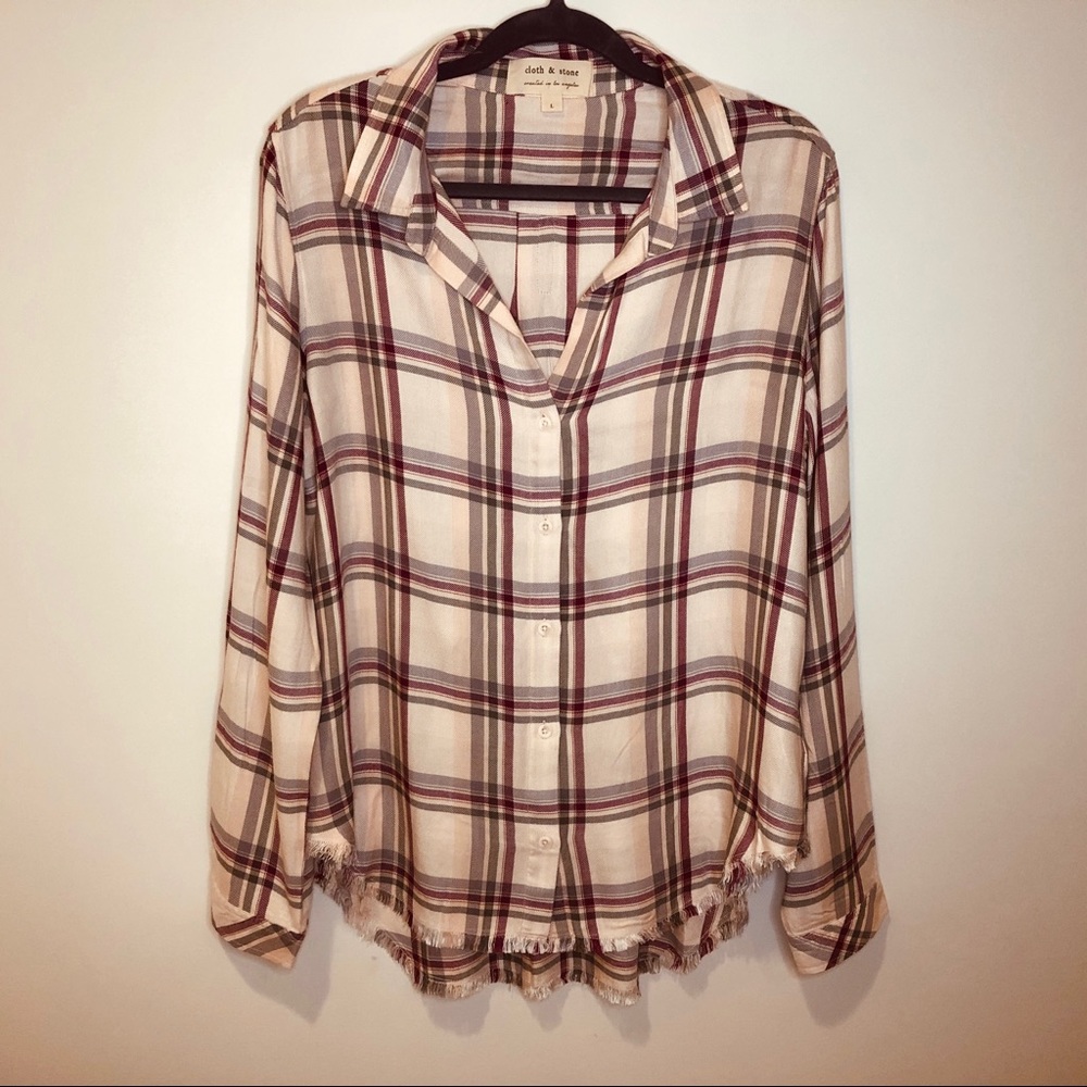 Cloth & Stone frayed flannel size L